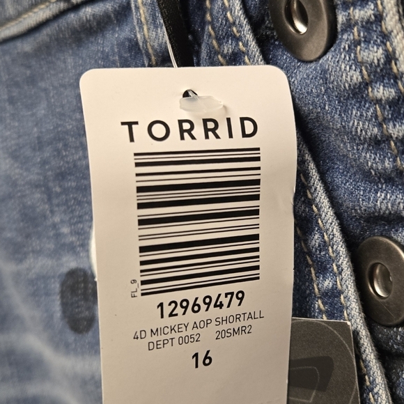 Torrid Disney Mickey Mouse Shortall / Short Overalls 16 - Picture 5 of 6